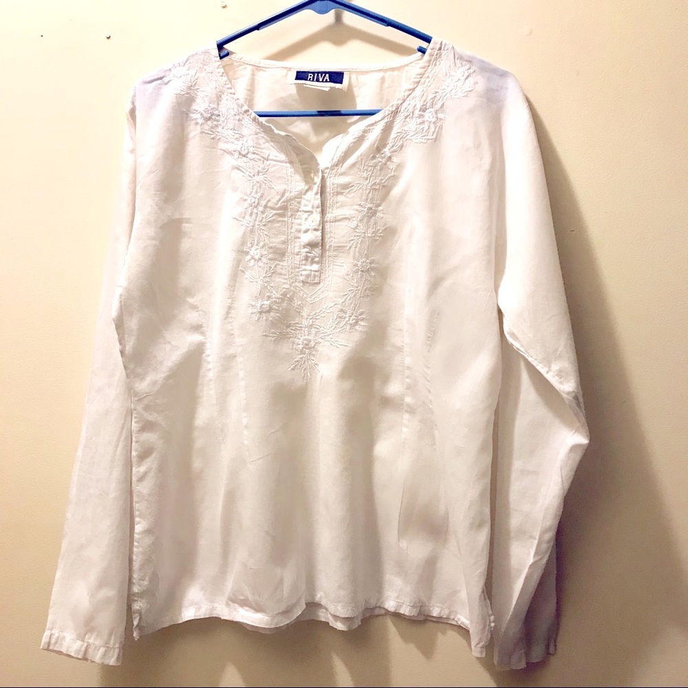 White Sheer Boho LS Shirt